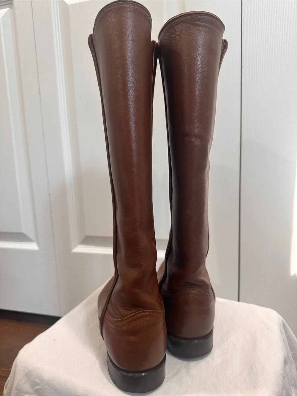 Vintage Justin Black Leather Tall Riding Boots Size 5B Made in USA